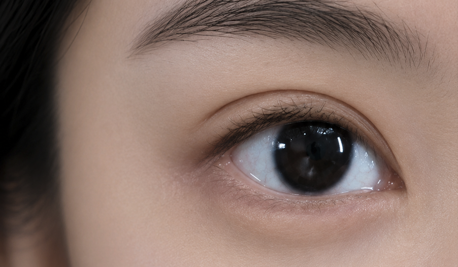 In-fold (Tapered) double eyelid shape — gradual widening from inner corner