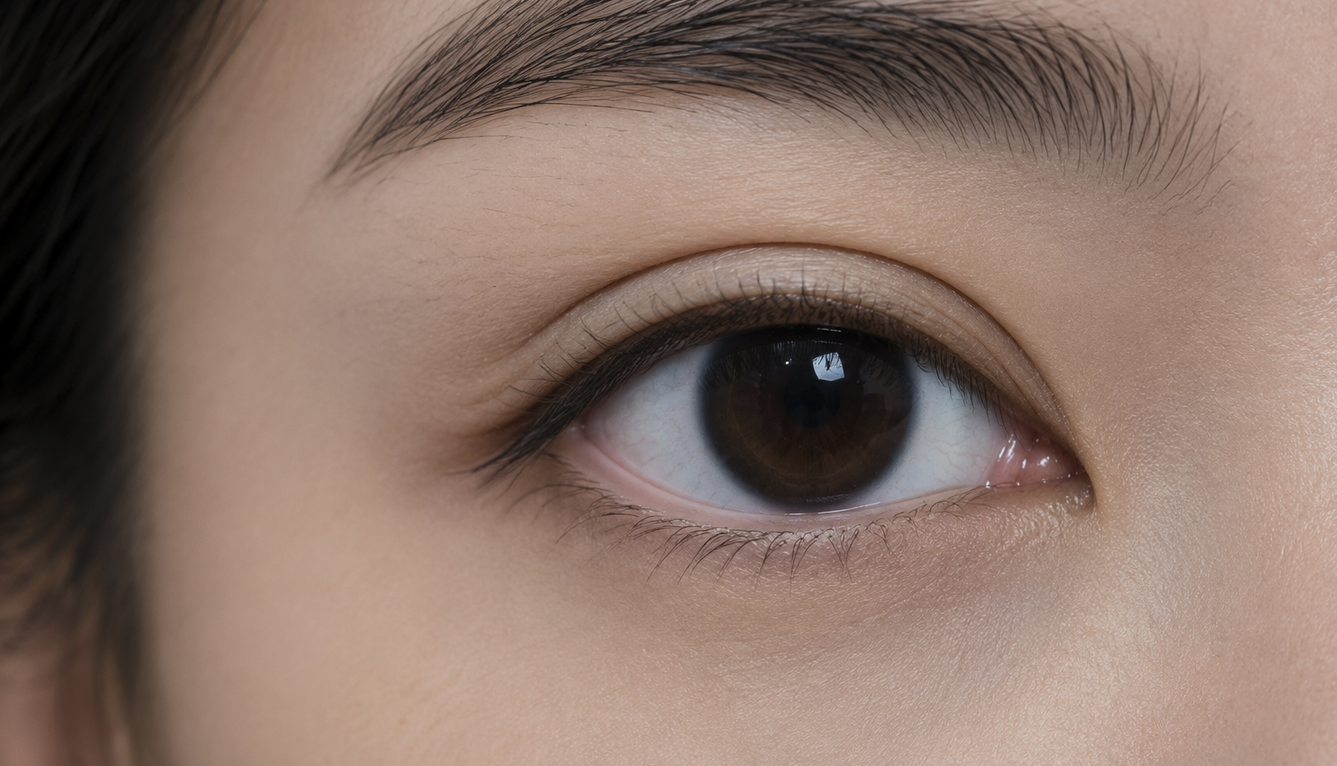Tapered-Parallel double eyelid shape — narrow inner corner, widening outward